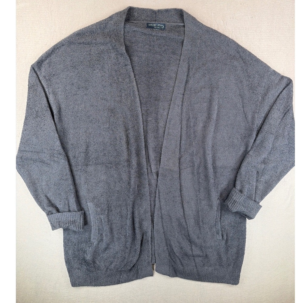 Barefoot Dreams CozyChic Lite Open Front Cardigan Gray Carbon 2X BDWCL22559